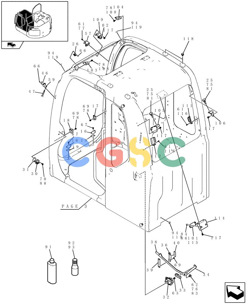 纽荷兰零件查询(E235BSR) - CRAWLER EXCAVATOR (5/07-) (1.250[05]) - CAB - COMPONENTS New Holland Constructuion