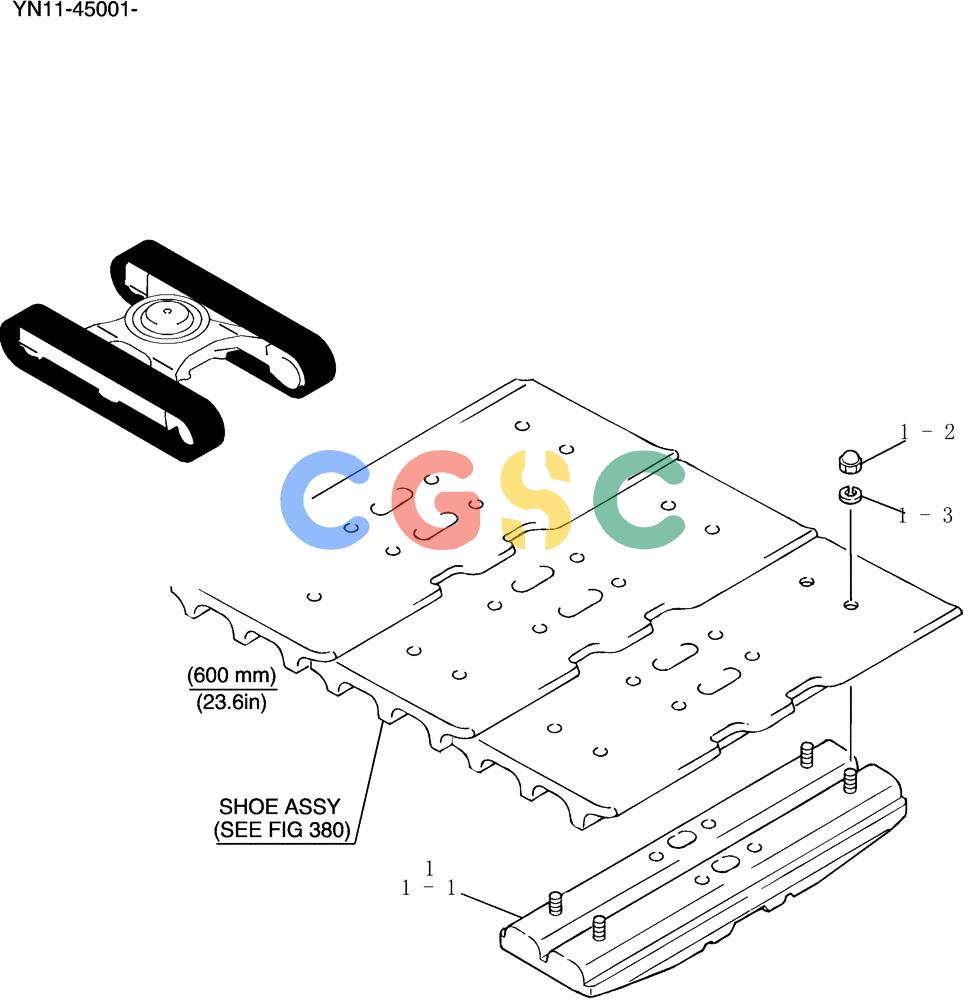 神钢零件查询(200-8) - EXCAVATOR S/N YN11-45001 - (1/06-12/09) (394-01-1) - SHOE ASSY Kobelco