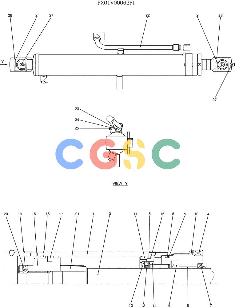 纽荷兰零件查询(E35SR) - COMPACT CRAWLER EXCAVATOR ASN PX13-15001 (N6TN61732) (NA) (1/06-) (07-031) - CYLINDER ASSY, BOOM (CANOPY) New Holland Constructuion