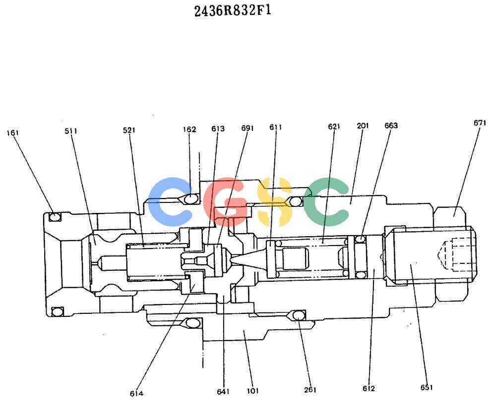 神钢零件查询(MD320BLC) - EXCAVATOR BTW YC0301 - YC0747 (1/80-12/06) (11-007) - VALVE ASSY, RELIEF (PROPELLING) 2436R832 F1 Kobelco