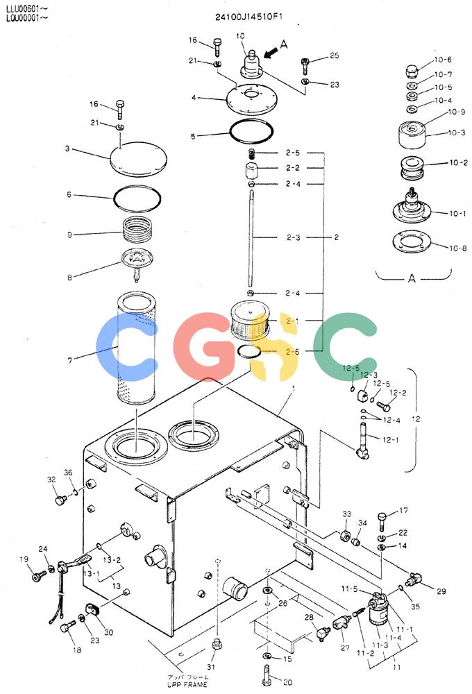 神钢零件查询(MD240C) - EXCAVATOR ASN LLU00601 (1/80-12/06) (01-004) - TANK ASSY, HYDR Kobelco