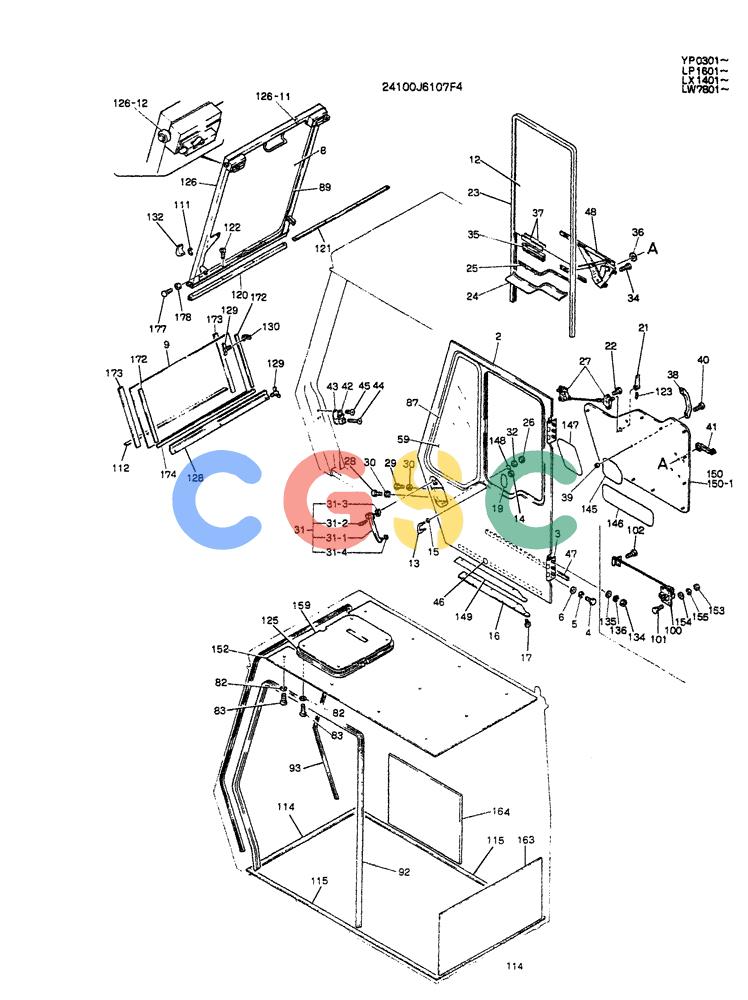 神钢零件查询(K905ALC) - EXCAVATOR ASN YP0301 (1/86-12/03) (02-003[02]) - CAB ASSY Kobelco