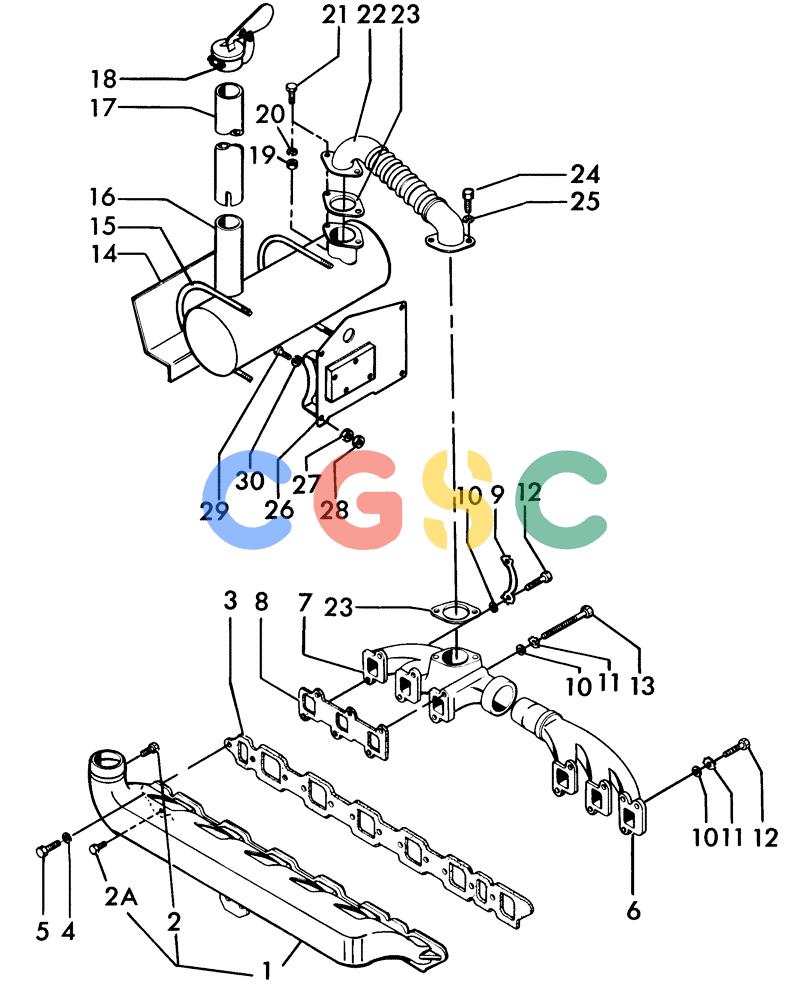 纽荷兰零件查询(H48) - RICHIER EXCAVATOR (1/74-12/84) (06G01) - MANIFOLD & EXHAUST SYSTEM New Holland Constructuion