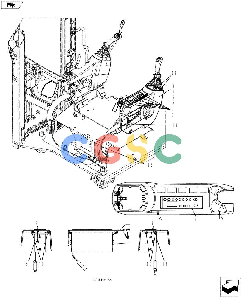 纽荷兰零件查询(E80BMSR) - COMPACT CRAWLER EXCAVATOR ASN LF06-04501 (NBTA18037) (01-051[04]) - CONTROLS, OPERATORS (DOZER) New Holland Constructuion
