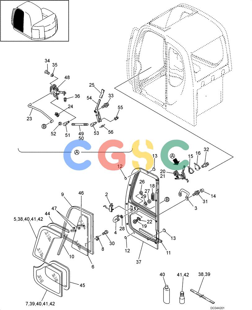 纽荷兰零件查询(EH130) - CRAWLER EXCAVATOR (3/04-) (09 -21[00]) - CAB DOOR New Holland Constructuion