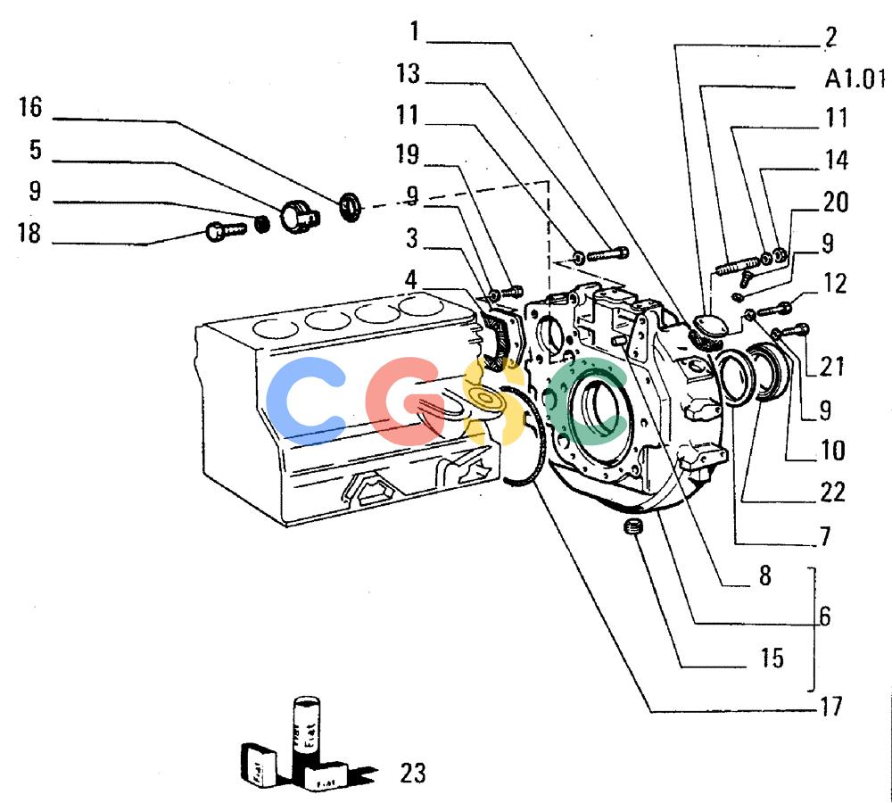 纽荷兰零件查询(FL5B) - CRAWLER LOADER (A1.02[003]) - OIL SUMP AND CRANKCASE COVERS New Holland Constructuion
