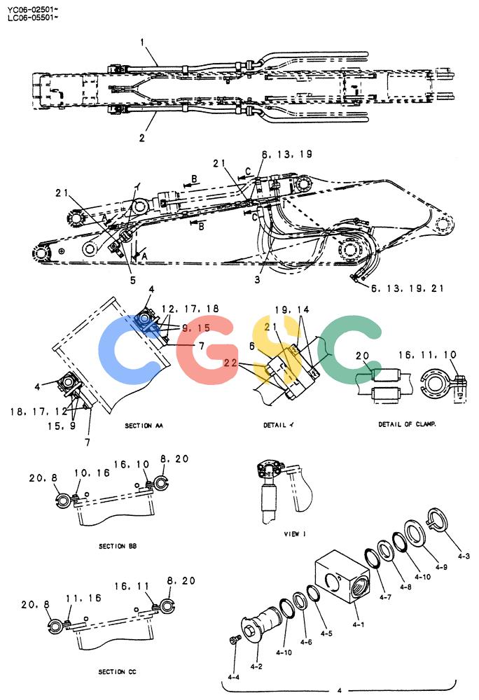 神钢零件查询(BREAKER) - NIBBLER/BREAKER ATTACHMENT - SK330, SK330LC DYNAMIC ACERA EXCAVATOR (9/04-) (02-015) - HYD LINES, ARM 3.3M (10FT 10IN) (EXTRA+NIBBLER & BREAKER) Kobelco