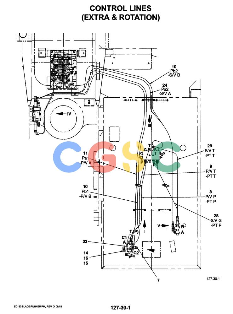 神钢零件查询(ED190LC-6E) - BLADE RUNNER EXCAVATOR/DOZER BTW YL03U0136 - YL03U0292 (1/05-12/06) (01-046[01]) - CONTROL LINES (EXTRA AND ROTATION) Kobelco