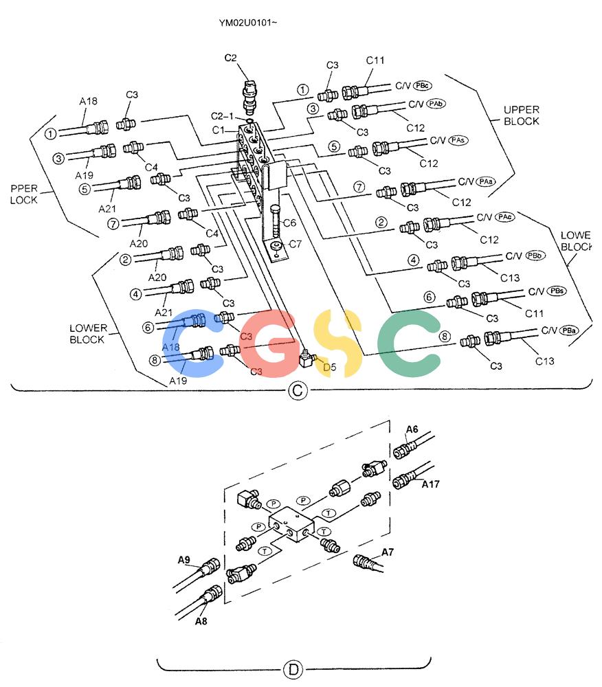 神钢零件查询(SK160LC) - DYNAMIC ACERA EXCAVATOR 11/2000 ASN YM02U0101 (11/00-12/02) (01-029[02]) - REMOTE CONTROL LINES (BREAKER) Kobelco