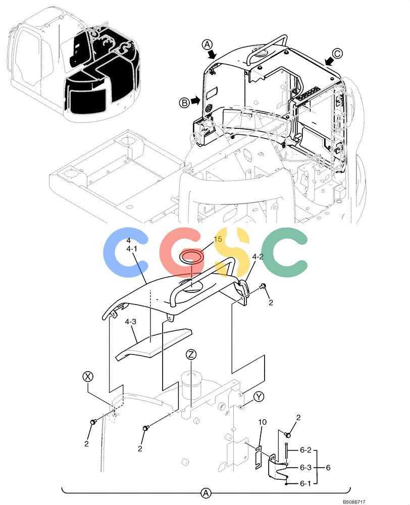 纽荷兰零件查询(E70BSR) - COMPACT CRAWLER EXCAVATOR BTW YT05-15001 - 18000 (NA) (4/08-) (02-45-01[01]) - GUARD ASSEMBLY (RIGHT) (YT21C00039F1), PAGE 1 OF 3 New Holland Constructuion