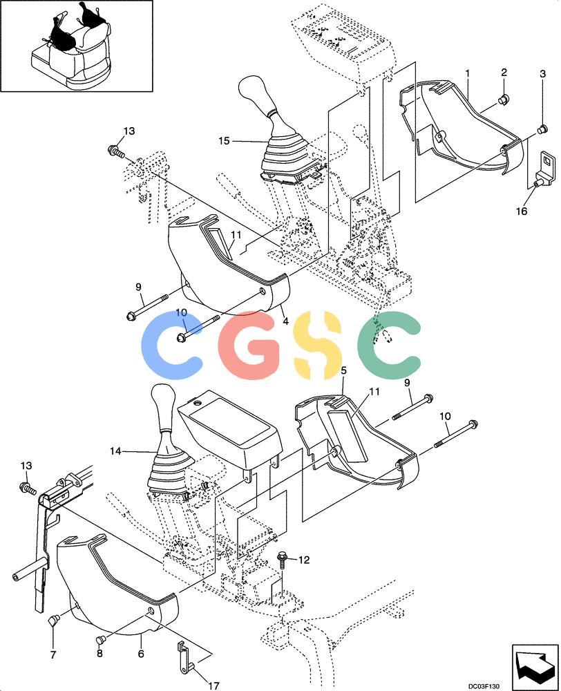 纽荷兰零件查询(E15) - COMPACT CRAWLER EXCAVATOR (N.A.) (1/06-) (09-13[00]) - CONTROLS - OPERATORS COMPARTMENT New Holland Constructuion