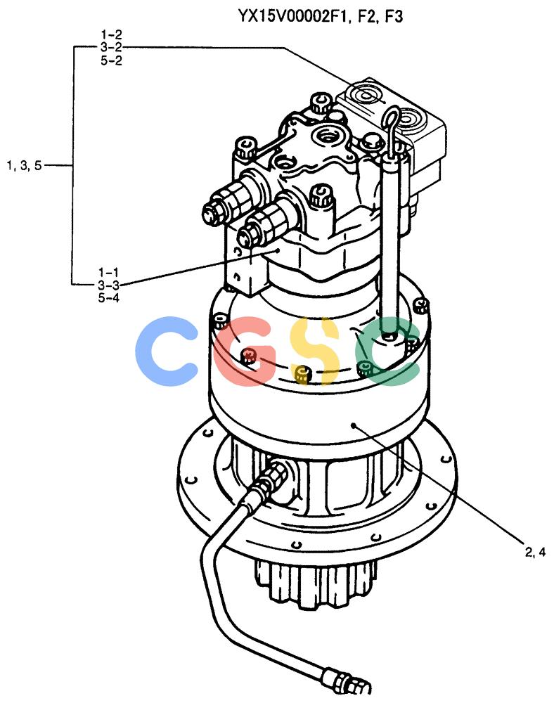 纽荷兰零件查询(E135SR) - CRAWLER EXCAVATOR ASN YY04-06254 (07-040) - MOTOR ASSY (SWING), P/N YX15V00002F1 New Holland Constructuion