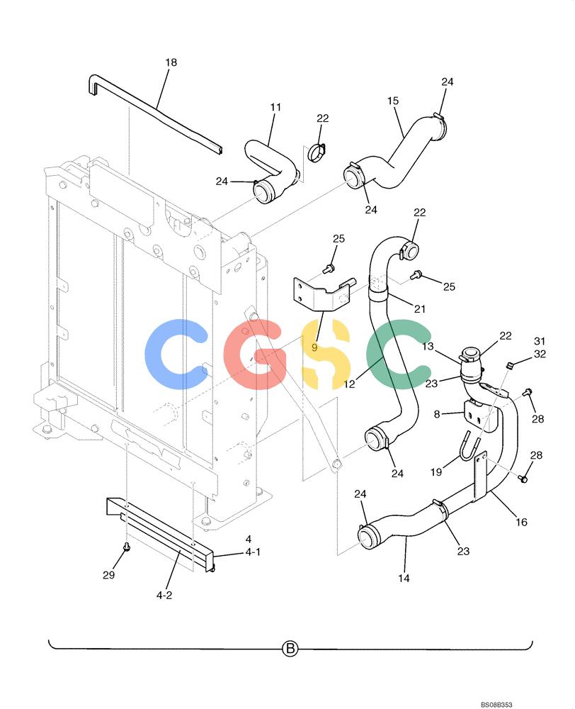 纽荷兰零件查询(E70BSR) - COMPACT CRAWLER EXCAVATOR BTW YT05-15001 - 18000 (NA) (4/08-) (02-08-00[03]) - RADIATOR GROUP (YT05P00018F1), PAGE 3 OF 3 New Holland Constructuion