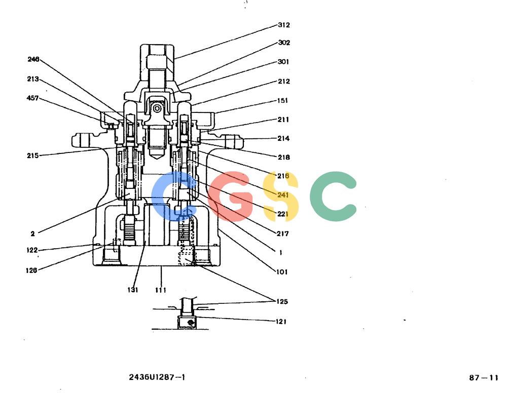 神钢零件查询(MD200BLC) - EXCAVATOR BTW YQ0101 - YQ0564 (1/80-12/06) (11-014) - VALVE ASSY, PILOT- 2436U1287 F1 Kobelco