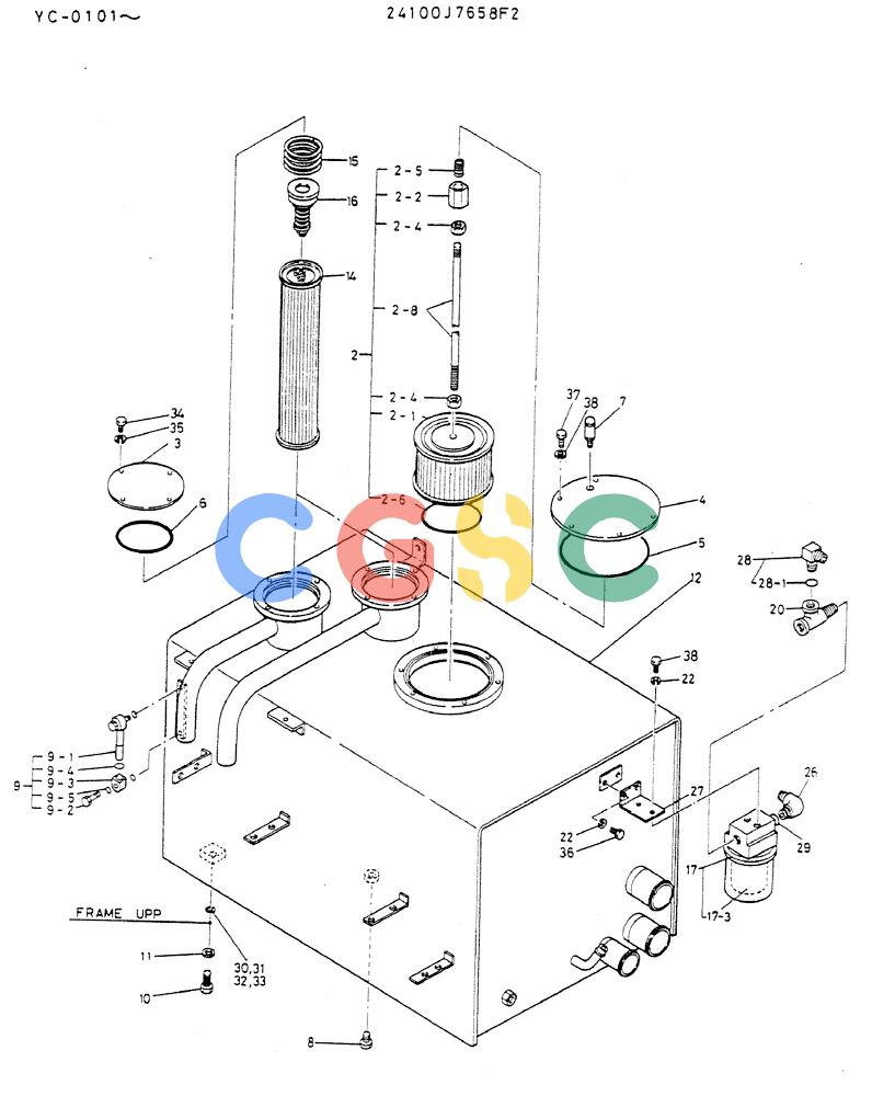 神钢零件查询(MD300LC) - EXCAVATOR BTW YC0101 - YC0300 (1/80-12/06) (01-004) - TANK ASSY, HYDR Kobelco