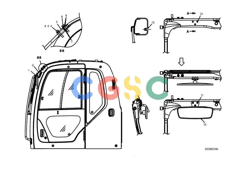 纽荷兰零件查询(E215B) - CRAWLER EXCAVATOR - TIER 3 (NA) - ASN N7DA21001 (1/07-) (6.001[00]) - MIRROR INSTALLATION (YN52C00019F1) New Holland Constructuion