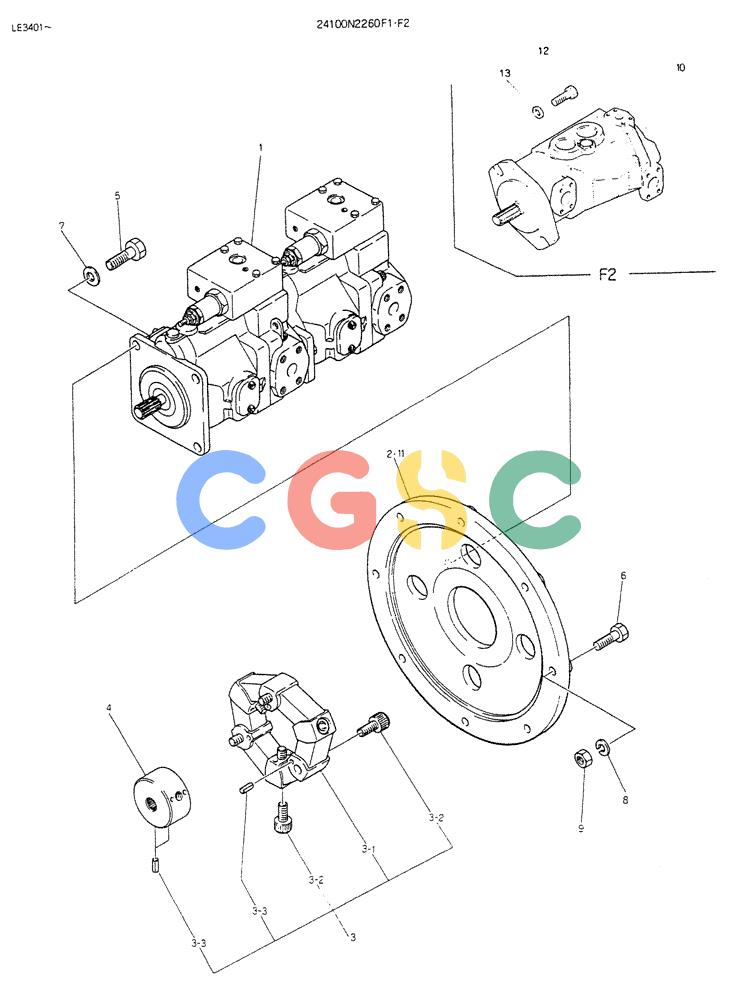 神钢零件查询(K903B) - EXCAVATOR ASN LE3401 (1/85-12/03) (08-004) - PUMP ASSY, CONNECT Kobelco
