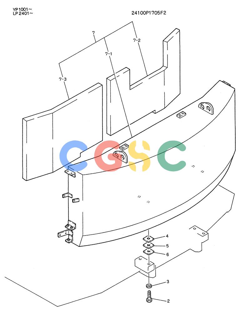 神钢零件查询(K905LC) - MARK II EXCAVATOR BTW YP1001 - YP1281 (1/87-12/03) (01-003) - COUNTER WEIGHT ASSY, P/N 24100P1705F2 Kobelco