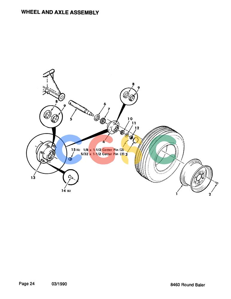 凯斯零件查询(8460) - CASE IH ROUND BALER (BEFORE S/N CFH0057418) (1/88-12/93) (024) - WHEEL AND AXLE ASSEMBLY Case Agriculture