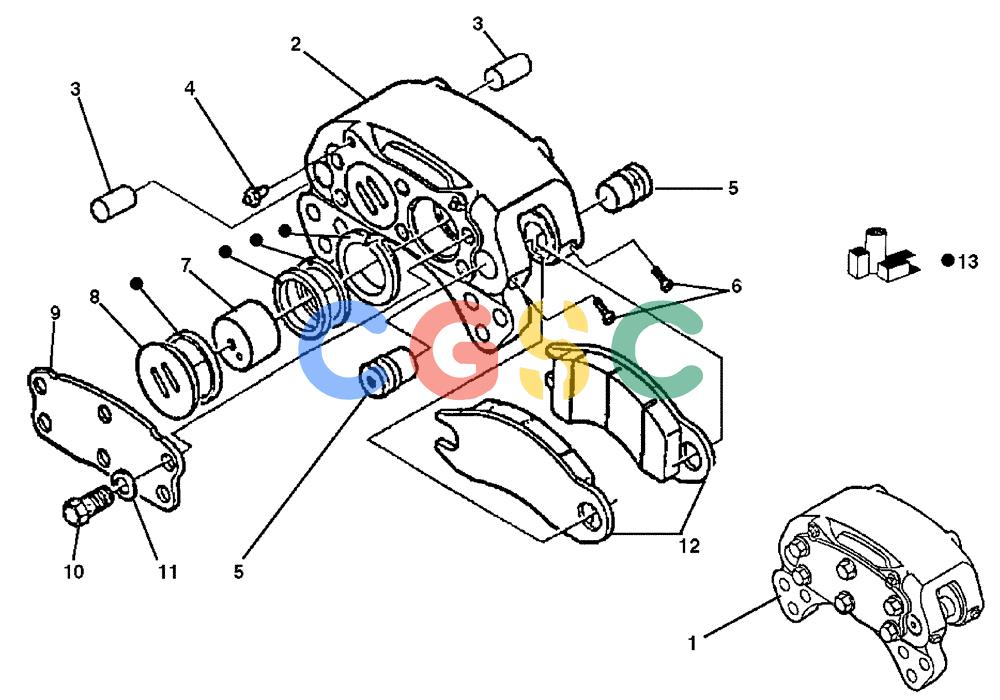 纽荷兰零件查询(AD300) - ARTICULATED DUMP TRUCK (1/01-) (3.400A[08]) - BRAKE SYSTEM - BRAKE CALIPER New Holland Constructuion