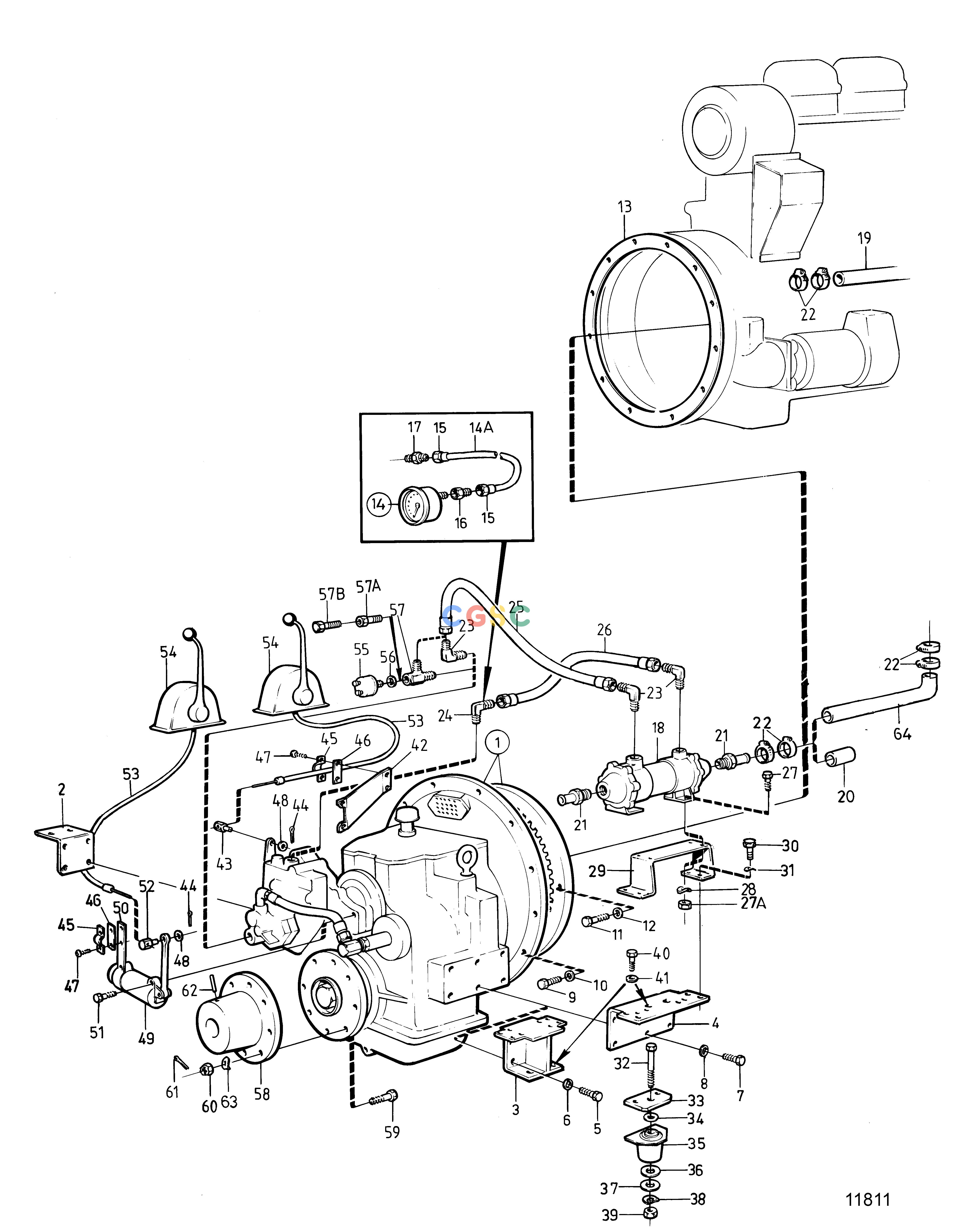 沃尔沃零件查询TMD100CTransmissionsREVERSE GEAR TWIN DISC MG509 AND INST. COMPONENTS. STANDARDEPC Volvo Penta Parts catalog