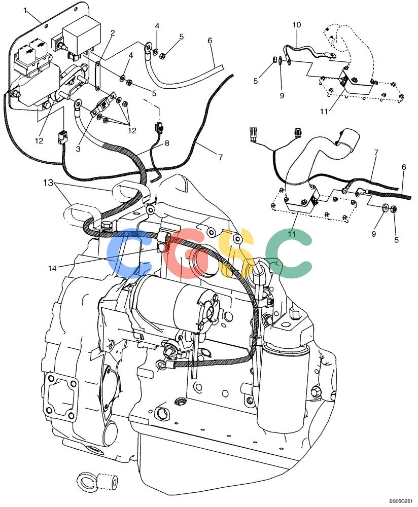 纽荷兰零件查询(D75) - CRAWLER DOZER - NA (1/06-) (04-23A) - GRID HEATER - CABLES (W/ TEMP. SWITCH CONNNECTIONS; IF USED) New Holland Constructuion
