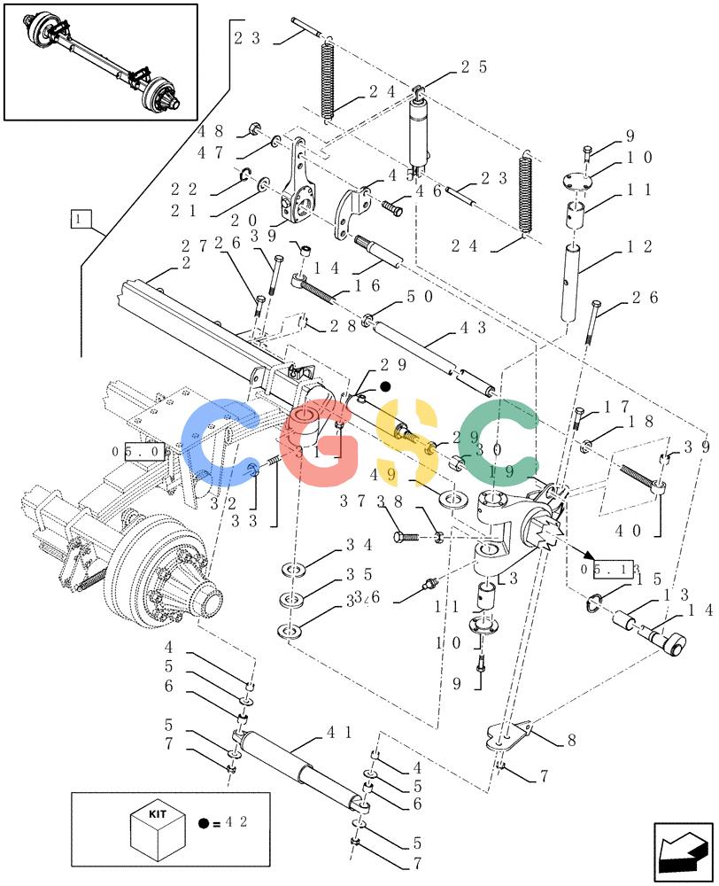 凯斯零件查询(LBX431S) - BIG RECTANGULAR BALER (6/01-12/03) (05.12[01]) - TANDEM AUTO-STEER AXLE WITH BRAKES, REAR AXLE Case Agriculture