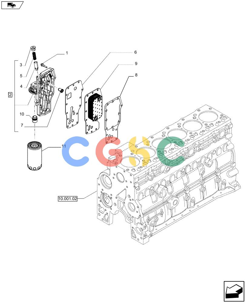 神钢零件查询(F4HFE613T A004) - ENGINE 504384900 - 84232924 (3/11-) (10.408.01) - HEAT EXCHANGER - ENGINE- ENGINE OIL FILTER (2853603 - 2852525) Kobelco