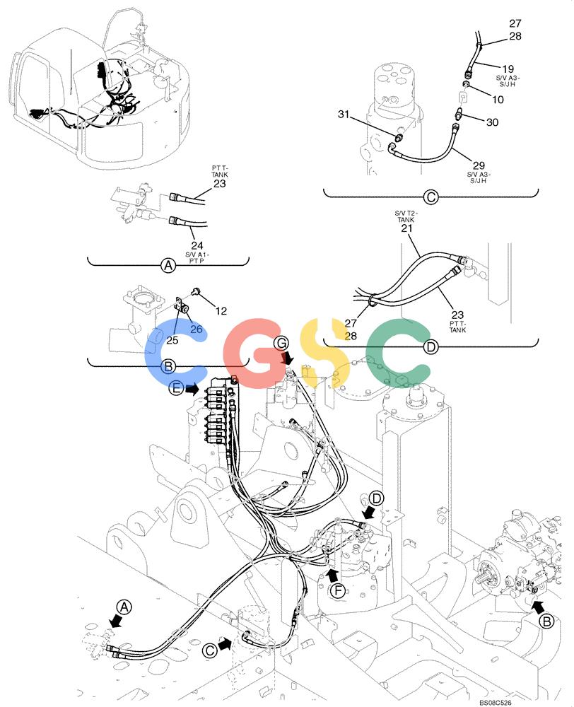 神钢零件查询(ED150) - BLADE RUNNER ACERA SR EXCAVATOR DOZER (TIER 3 ) ASN YL06-01201 (5/08-12/12) (02-30[01]) - CONTROL LINES, VALVE (YY64H00218F1), FIGURE 1 OF 2 Kobelco