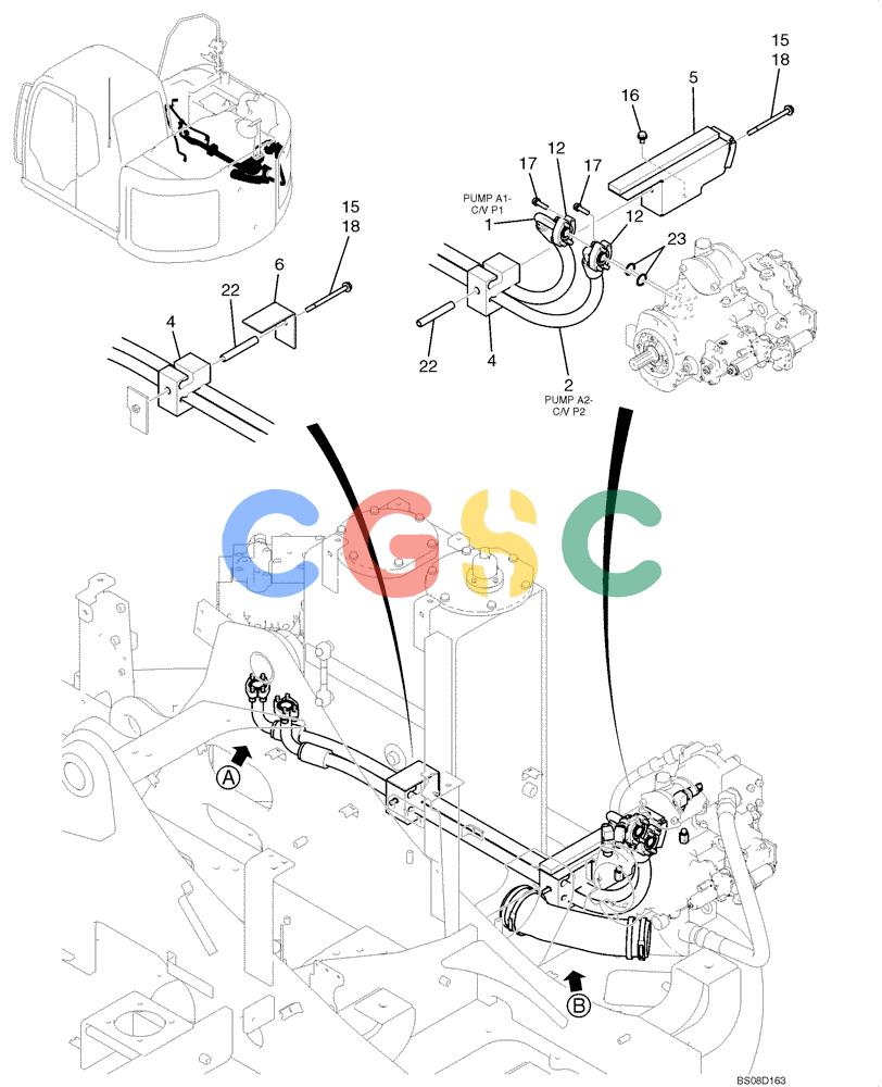神钢零件查询(ED150) - BLADE RUNNER ACERA SR EXCAVATOR DOZER (TIER 3 ) ASN YL06-01201 (5/08-12/12) (02-17[01]) - HYDRAULIC LINES, PUMP (SUCTION, DELIVERY) (YY30H00043F1), FIGURE 1 OF 2 Kobelco