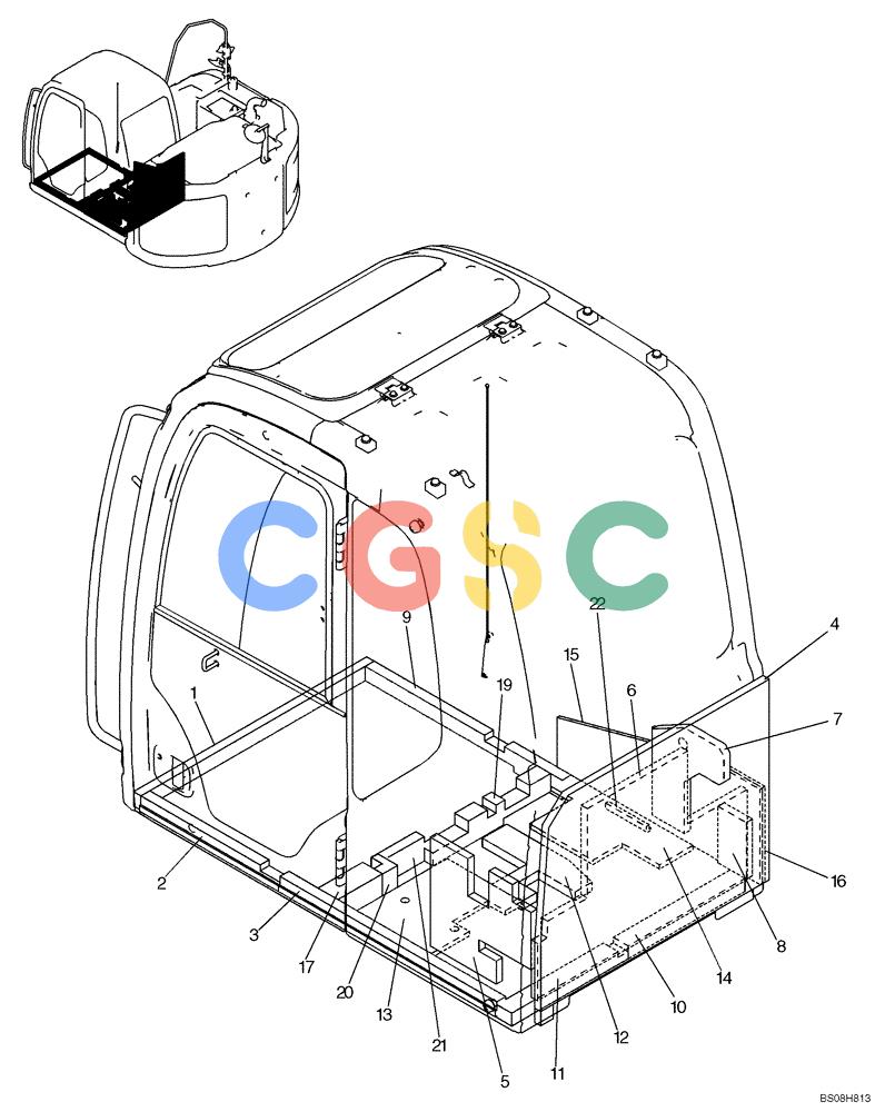 纽荷兰零件查询(E135B) - CRAWLER EXCAVATOR TIER 3 - ASN YH05-07001 (N8TA13006) (1/08-) (02-38[00]) - CAB INSULATION INSTALLATION (YY26C00001F1) New Holland Constructuion