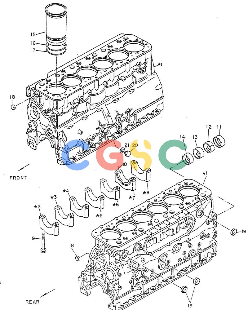 神钢零件查询(FD6(T)14) - NISSAN DIESEL ENGINE ASN 050001 - LK400 & LK500A (1/06-12/06) (01-002) - CYLINDER BLOCK Kobelco