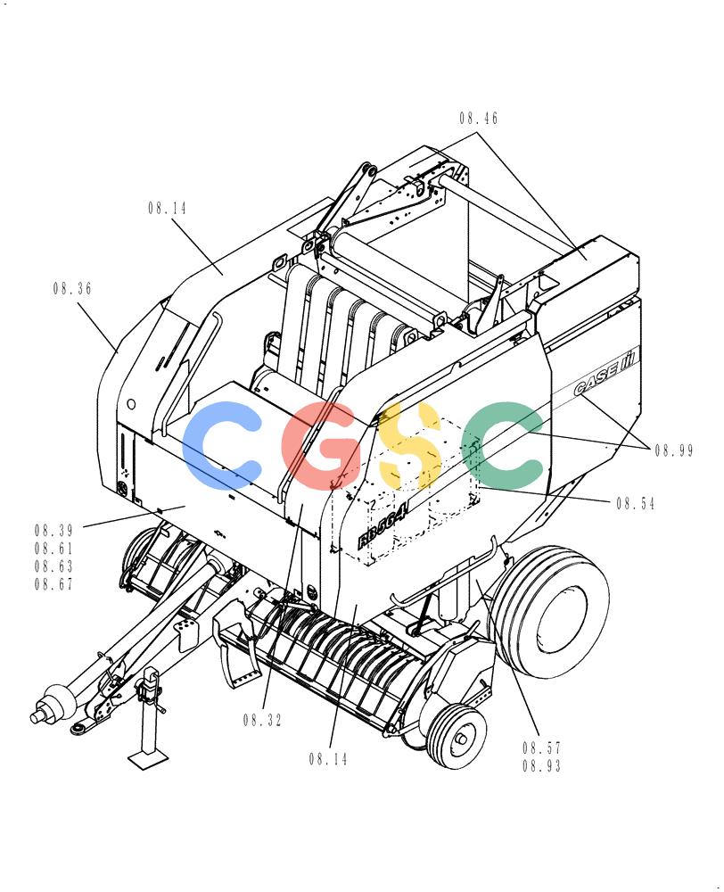 凯斯零件查询(RB564) - CASE IH ROUND BALER (7/07-1/14) (SECTION 08[RB564]) - PICTORIAL INDEX, SHEET METAL & DECALS Case Agriculture