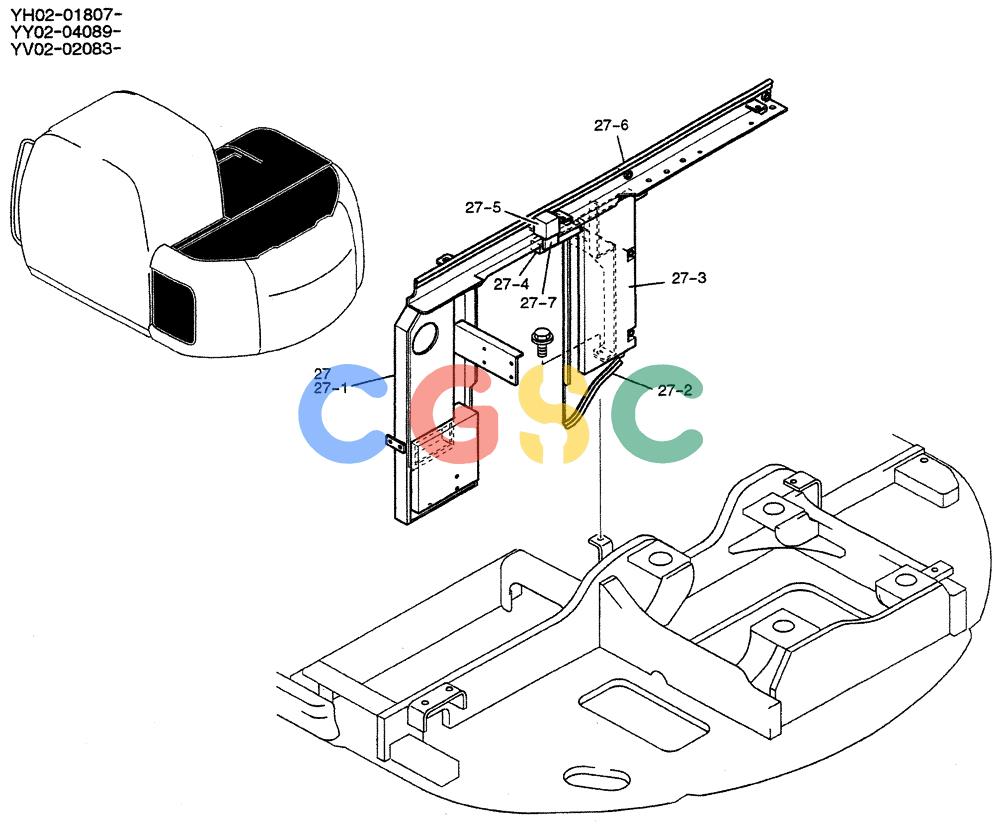 神钢零件查询(ED150-1E) - BLADE RUNNER EXCAVATOR/DOZER ASN YL05-00555 (11/03-12/04) (01-044) - GUARD INSTAL, P/N YY21C00010F9 Kobelco
