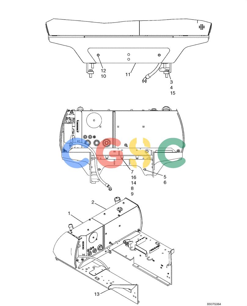 纽荷兰零件查询(D150B) - CRAWLER DOZER TIER 3 (HYDRO) (10/07-) (09-09) - MOUNTING - FUEL TANK/HYDRAULIC RESERVOIR & FRAME, UPPER New Holland Constructuion