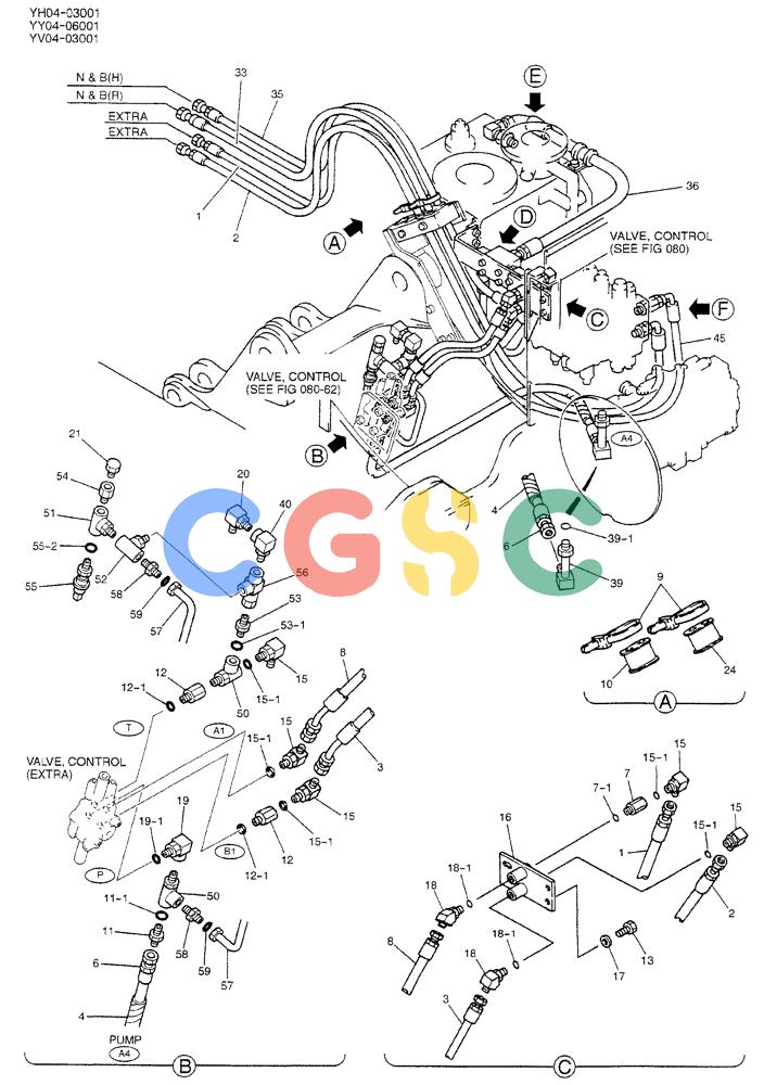神钢零件查询(BREAKER) - ATTACHMENT (N&B) - SK115SR & SK135SR - ASN YV04, YY04, YH04-03001 (9/04-) (01-011[01]) - HYD LINES, UPP (EXTRA & NIBBLER & BREAKER) Kobelco