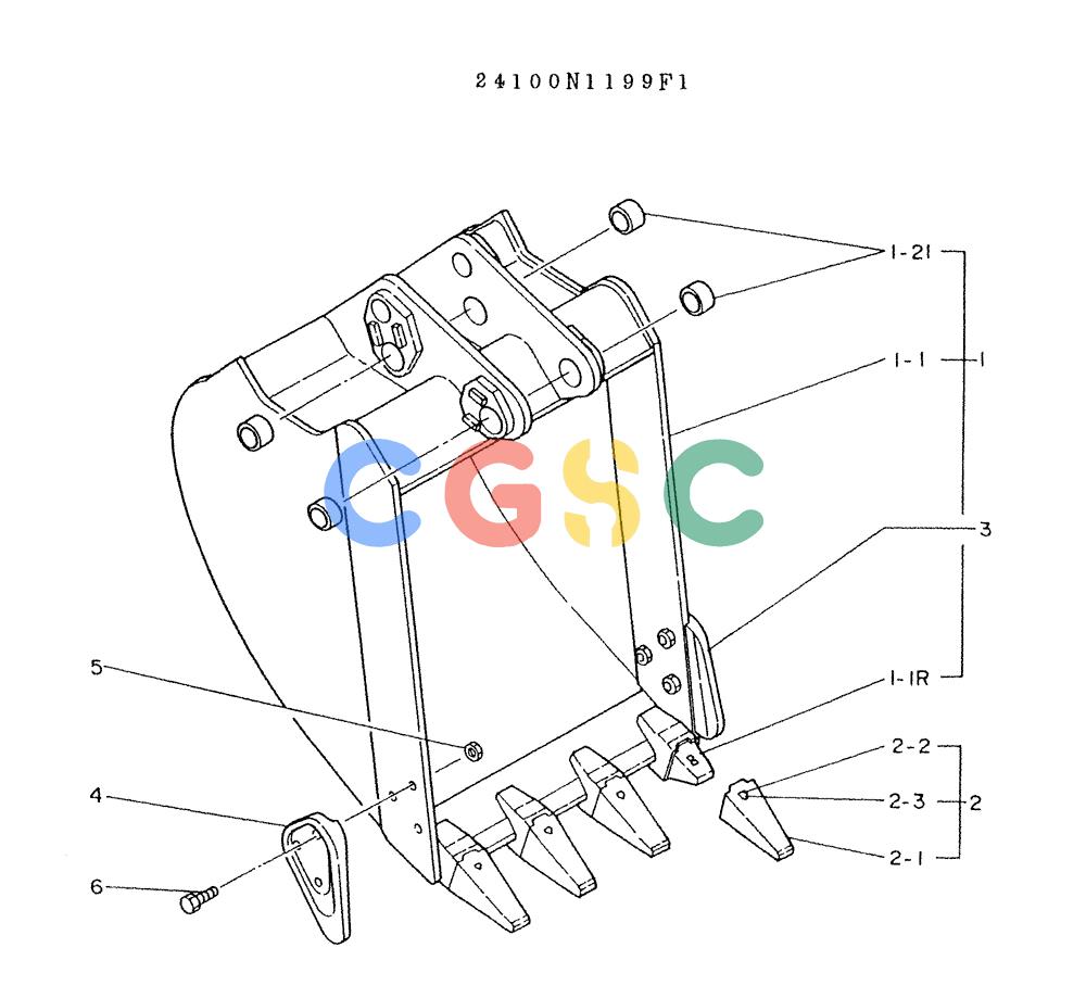 神钢零件查询(K903A) - EXCAVATOR BTW K2748 - K3928 (1/76-12/03) (09-003) - BUCKET ASSY, 0.3M³ Kobelco