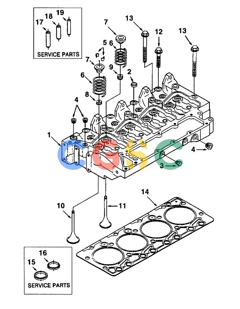 纽荷兰零件查询(DC100) - CRAWLER DOZER (N.A. VERSION) (4/00-) (0.060[01]) - CYLINDER HEAD DC70 - DC80 - DC100 New Holland Constructuion