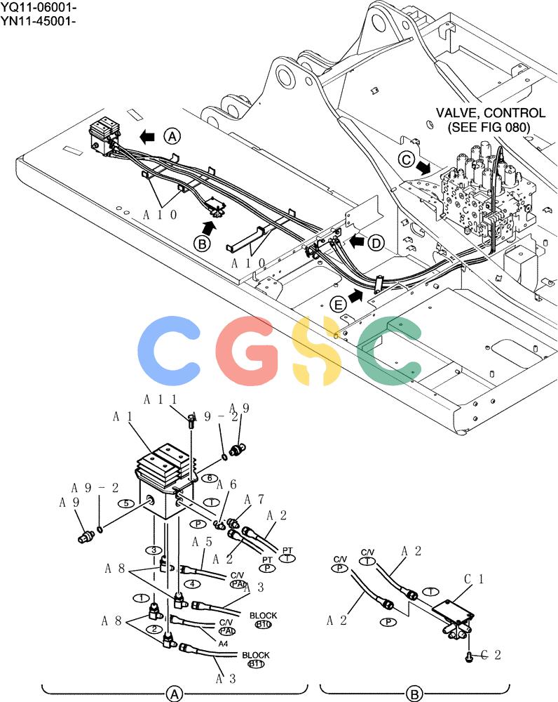 神钢零件查询(200-8) - EXCAVATOR S/N YN11-45001 - (1/06-12/09) (160-01-1) - CONTROL LINES, PROPEL Kobelco
