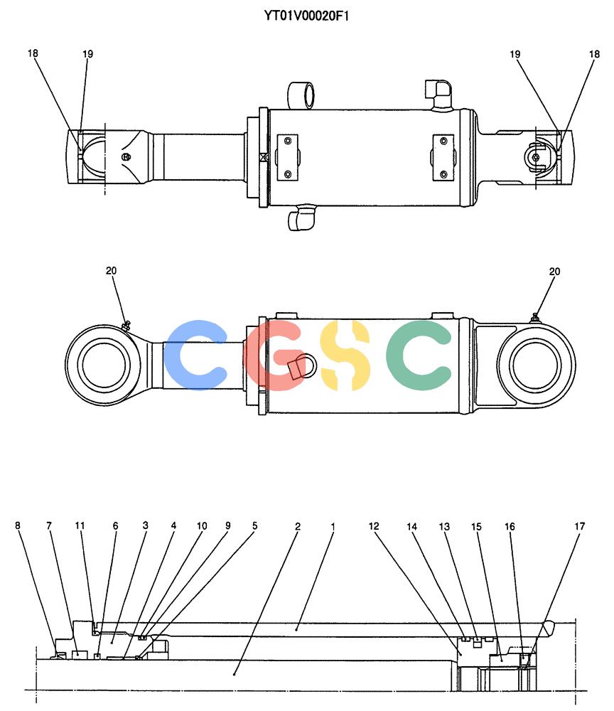 纽荷兰零件查询(E70SR) - MIDI CRAWLER EXCAVATOR ASN YT04-07175 (07-034) - CYLINDER ASSY, DOZER New Holland Constructuion