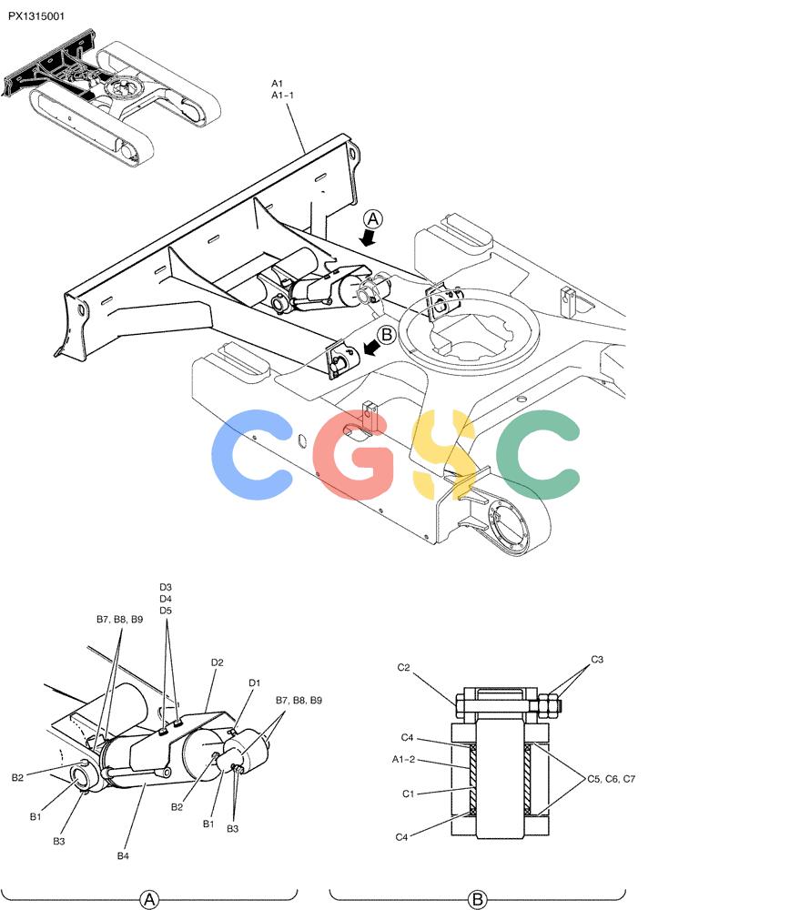 纽荷兰零件查询(E35SR) - COMPACT CRAWLER EXCAVATOR ASN PX13-15001 (N6TN61732) (NA) (1/06-) (02-012) - DOZER ASSY New Holland Constructuion