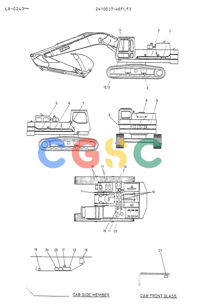 神钢零件查询(K914) - EXCAVATOR ASN LR-0143 (1/79-12/03) (09-009) - LABEL, NAME-PLATE P/N 24100J7146F1, F2 Kobelco