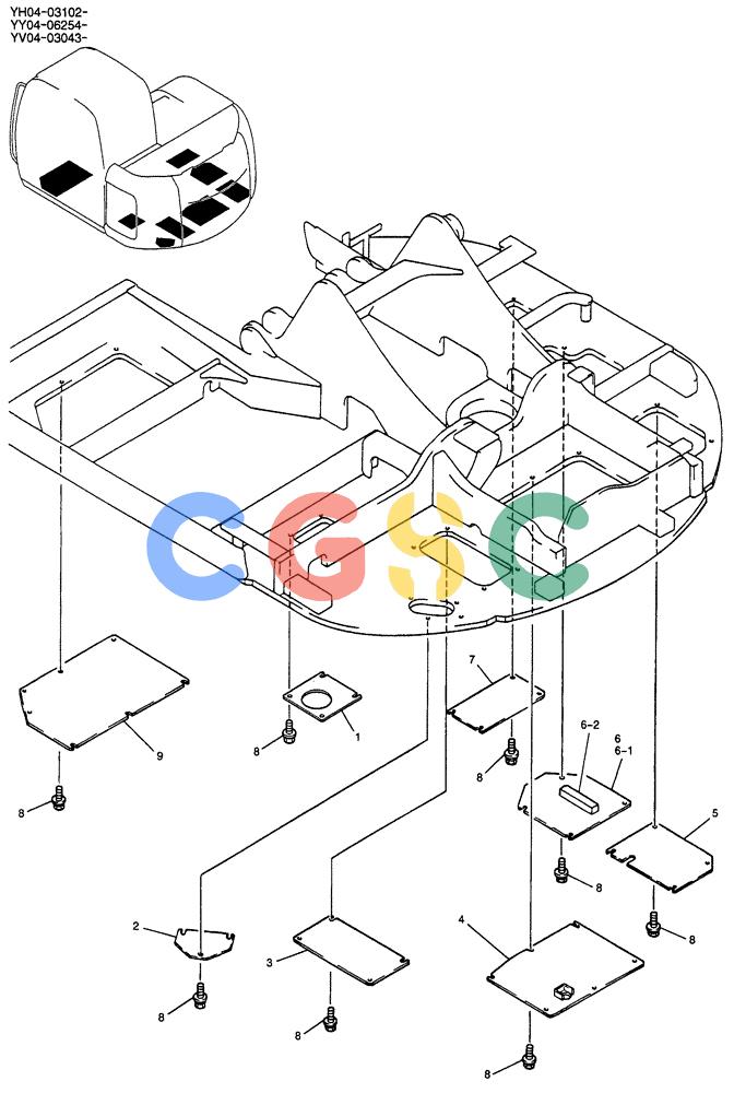 纽荷兰零件查询(E135SR) - CRAWLER EXCAVATOR ASN YY04-06254 (01-049) - COVER ASSY, UNDER New Holland Constructuion
