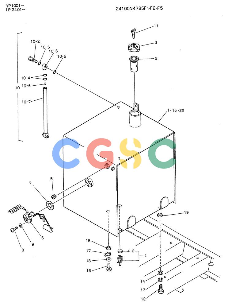 神钢零件查询(K905LC) - MARK II EXCAVATOR BTW YP1001 - YP1281 (1/87-12/03) (01-007) - TANK ASSY, FUEL Kobelco