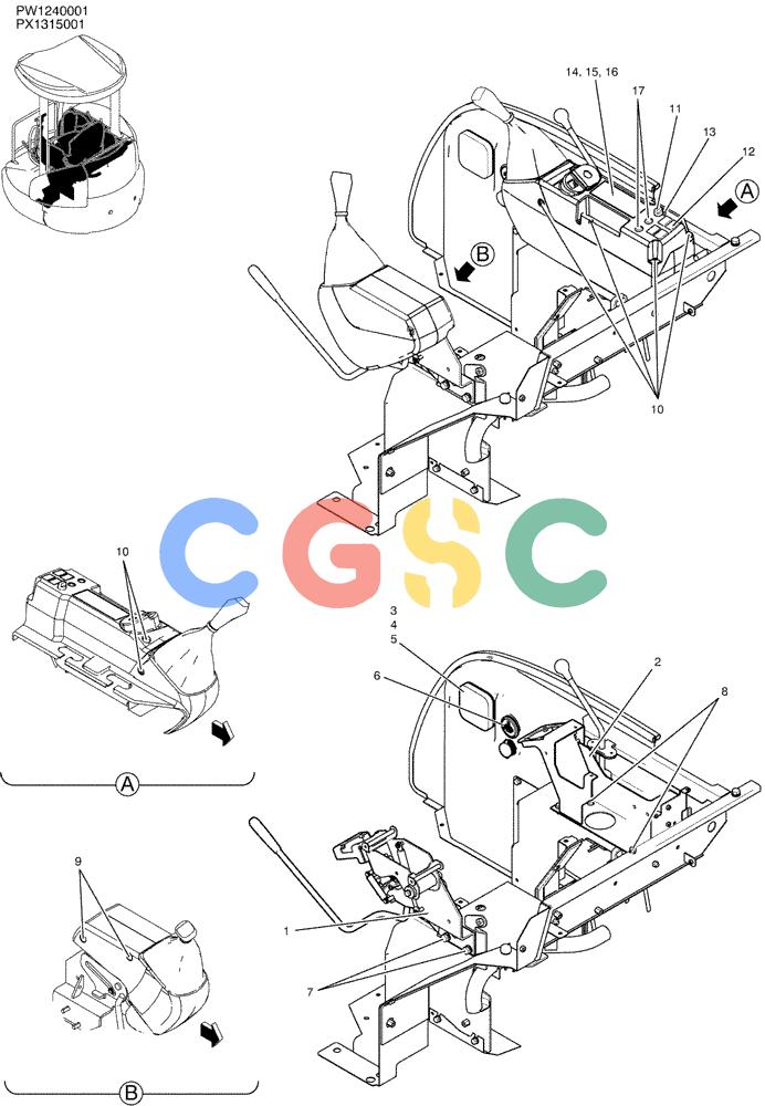 纽荷兰零件查询(E35SR) - COMPACT CRAWLER EXCAVATOR ASN PX13-15001 (N6TN61732) (NA) (1/06-) (01-024) - CONTROLS, OPERATORS New Holland Constructuion