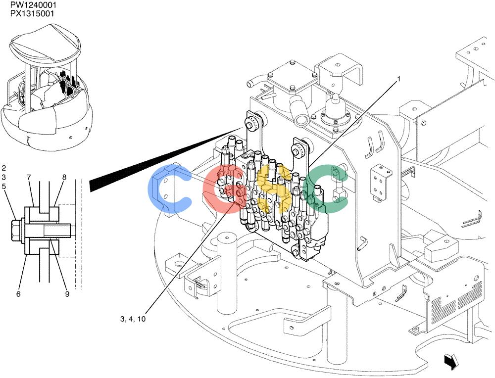 纽荷兰零件查询(E35SR) - COMPACT CRAWLER EXCAVATOR ASN PX13-15001 (N6TN61732) (NA) (1/06-) (01-019) - VALVE INSTAL New Holland Constructuion