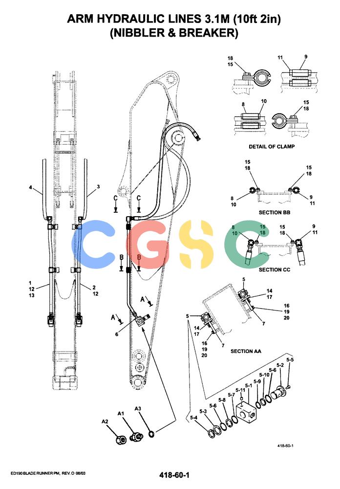 神钢零件查询(ED190LC-6E) - BLADE RUNNER EXCAVATOR/DOZER BTW YL03U0136 - YL03U0292 (1/05-12/06) (03-016) - ARM HYDRAULIC LIENS 3.1M (10FT 2IN) (NIBBLER AND BREAKER) Kobelco