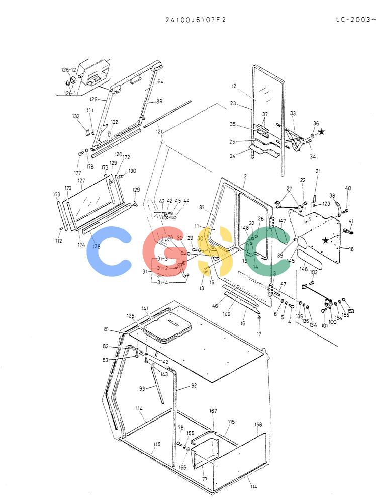 神钢零件查询(K912A) - EXCAVATOR BTW LC-2003 - LC-2016 (1/85-12/03) (02-004[02]) - CAB ASSY (FOR NORTH AMERICA) Kobelco