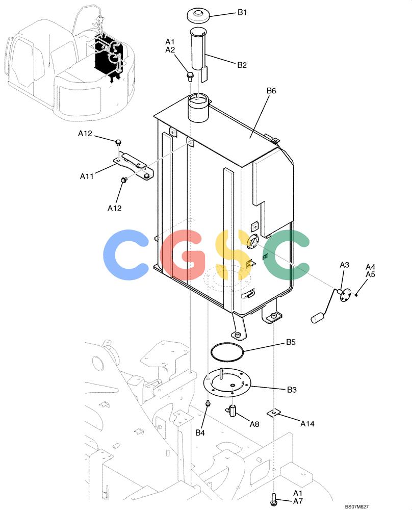 纽荷兰零件查询(E135B) - CRAWLER EXCAVATOR TIER 3 - ASN YH05-07001 (N8TA13006) (1/08-) (02-12[01]) - TANK INSTALLATION, FUEL (YY20P00037F1), PAGE 1 OF 2 New Holland Constructuion