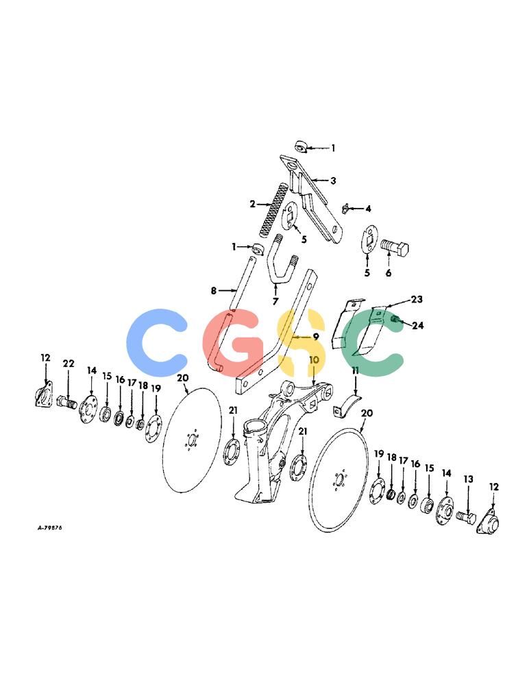 凯斯零件查询(DRY) - FERTILIZER UNIT (4-ROW) - 1966 (1/66-12/88) (A-035) - DRY FERTILIZERS, FERTILIZER DOUBLE DISK OPENER Case Agriculture